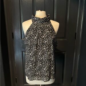 Black and White Relaxed Halter Blouse